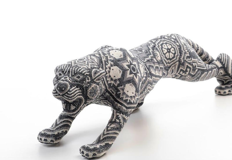 Jaguar de Arte Huichol Gris