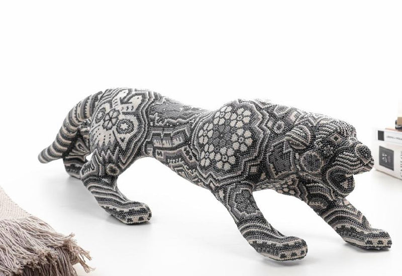 Jaguar de Arte Huichol Gris