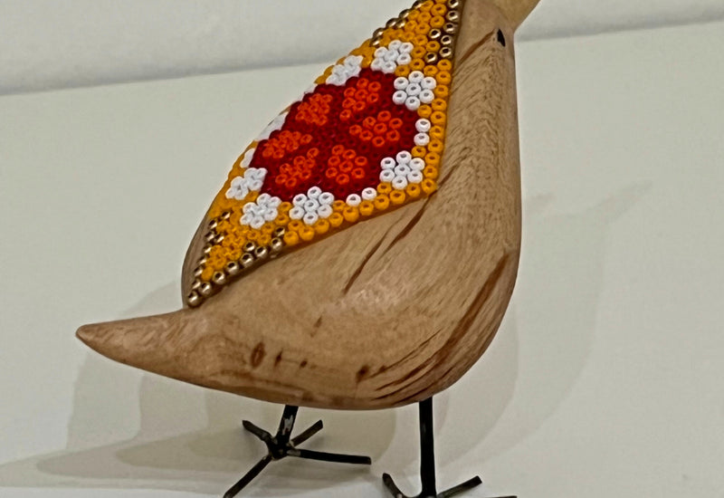 Pájaro Mini de Madera con Arte Huichol