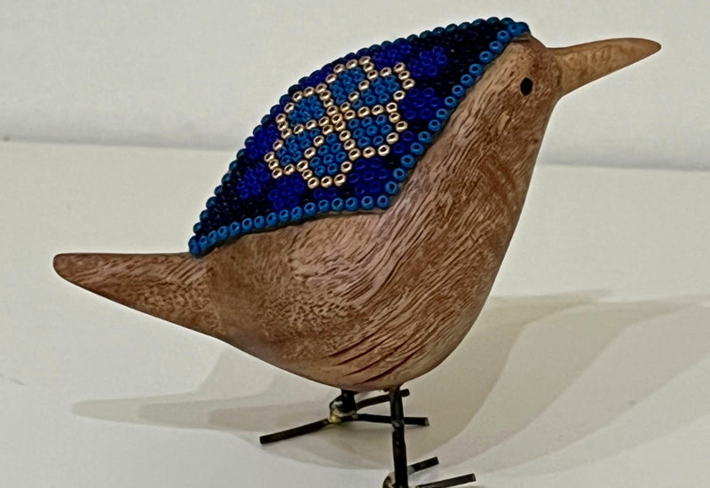 Pájaro mini de Madera con Arte Huichol