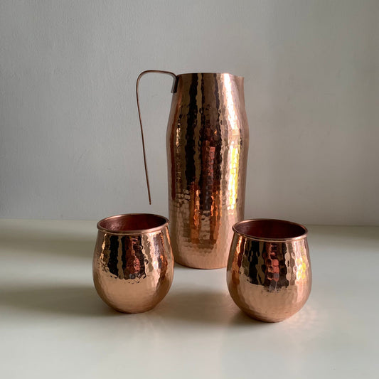 Set de Jarra con Vasos de Cobre