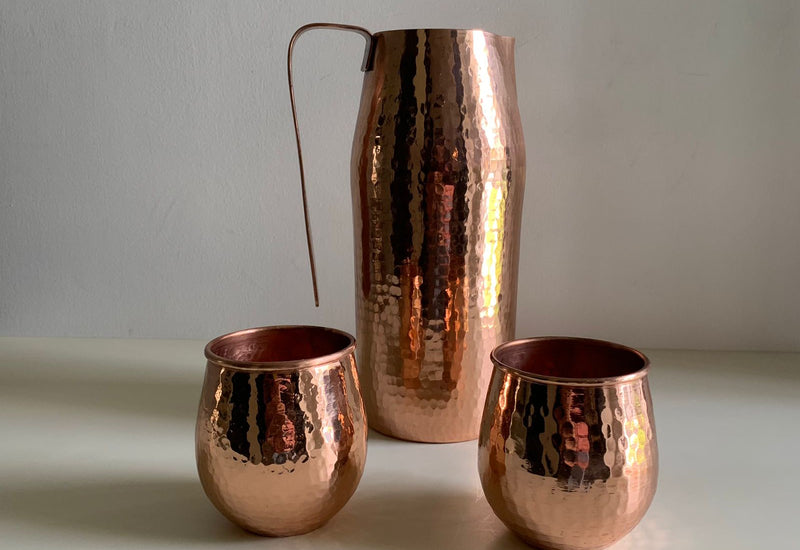 Set de Jarra con Vasos de Cobre