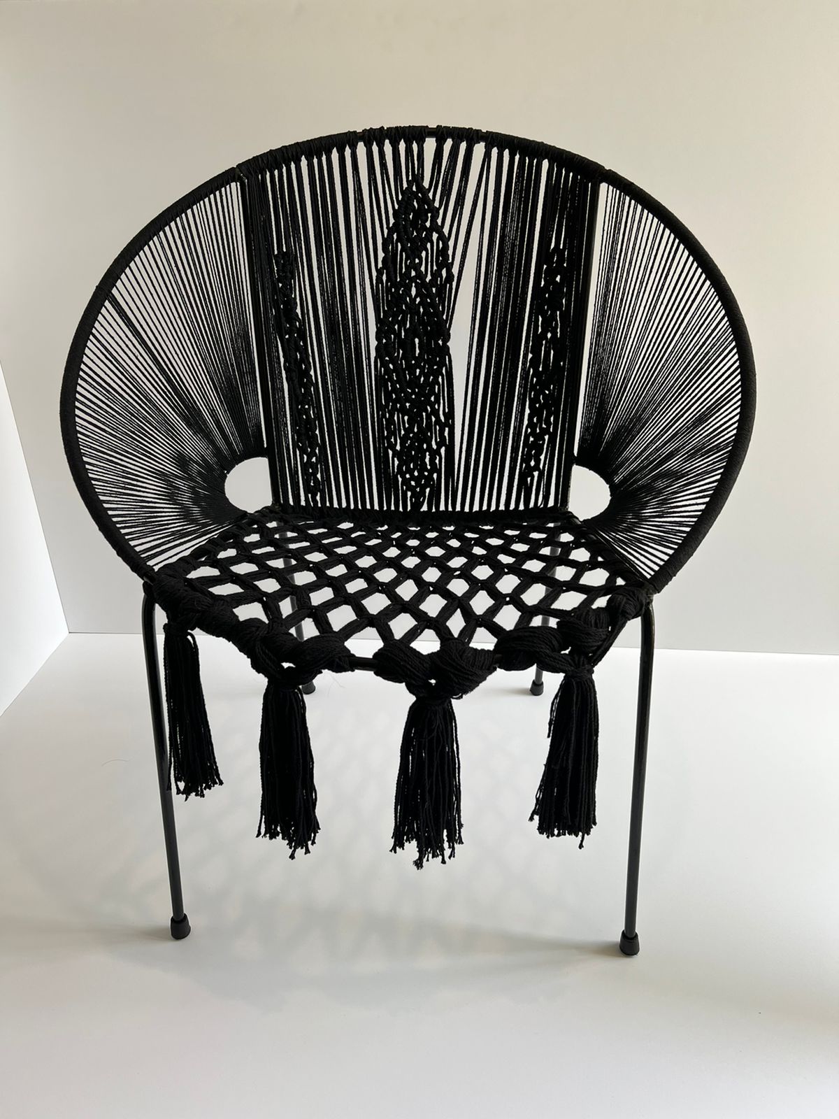 Silla de Macramé Canasta Color Negro